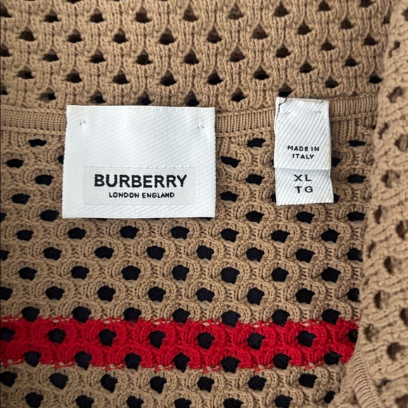 Burberry Tan  with Black, White, and Red Stripes - Picture 7 of 12